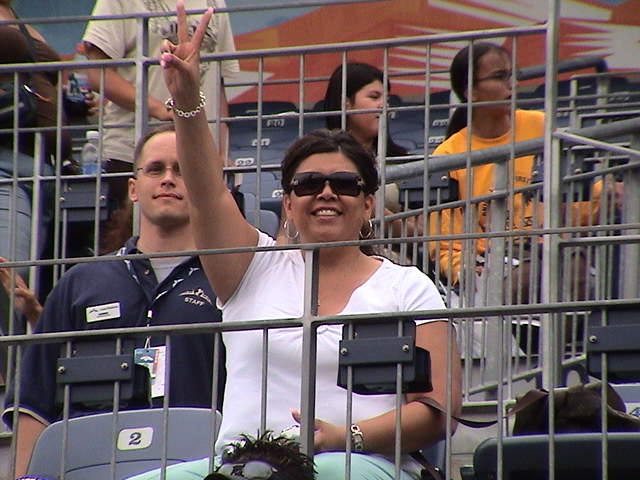 Michele Gonzales, waiting for her daughter and Athletes to enter into the arena for Opening ceremonies