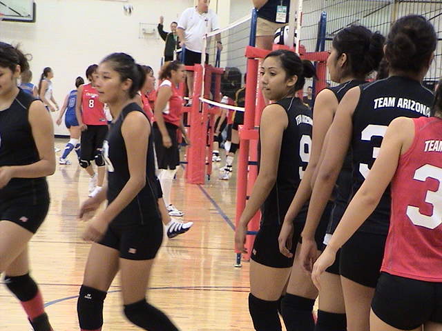 Team AZ shake the defeated hands of Akwesasne Mohawks