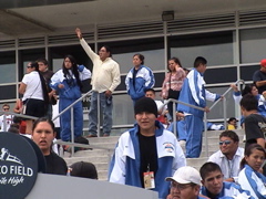 CRIT Dignatary Valerie Welsh-Tahbo just before opeining ceremonies with husband and daughter