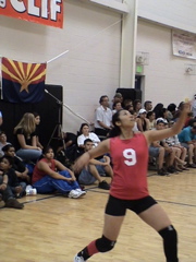 Lynnis Gonzales putting points on the board after a wave of 7 points in a row in serving